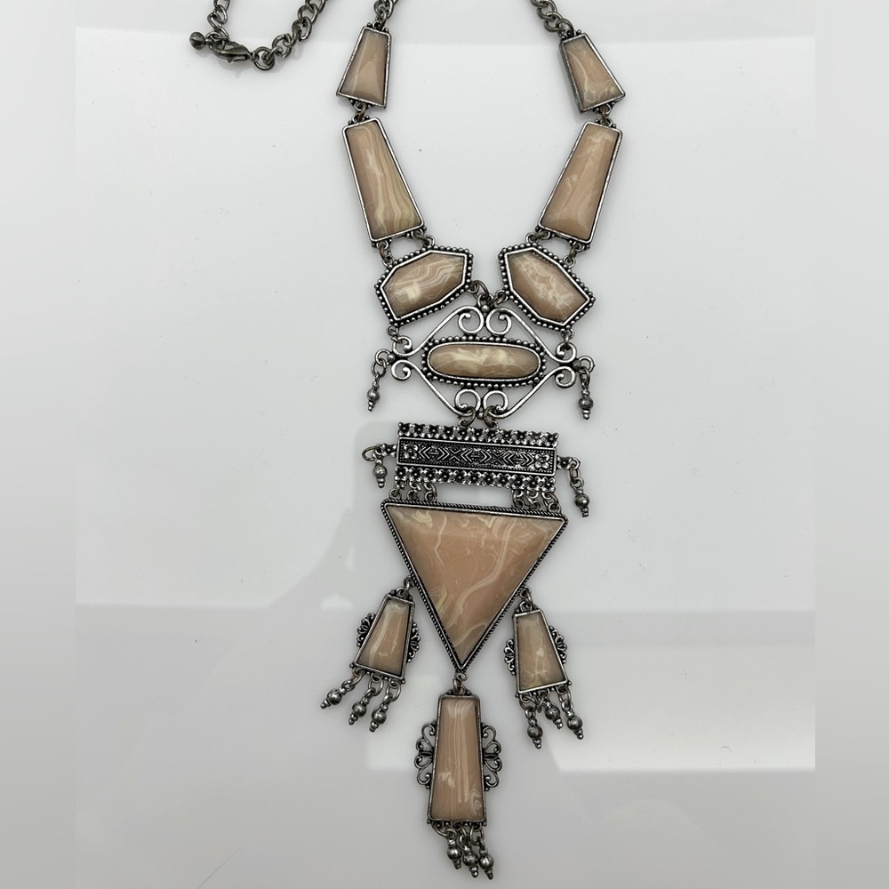 Vintage Metal And Glass Necklace